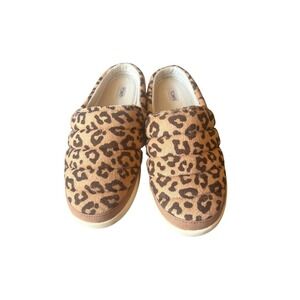 Toms Women's Leopard Print Padded Slip On Shoes Mules Slippers Size 6.5